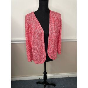 Sag Harbor Short Sleeve Open Front Stretch Cardigan Size Large